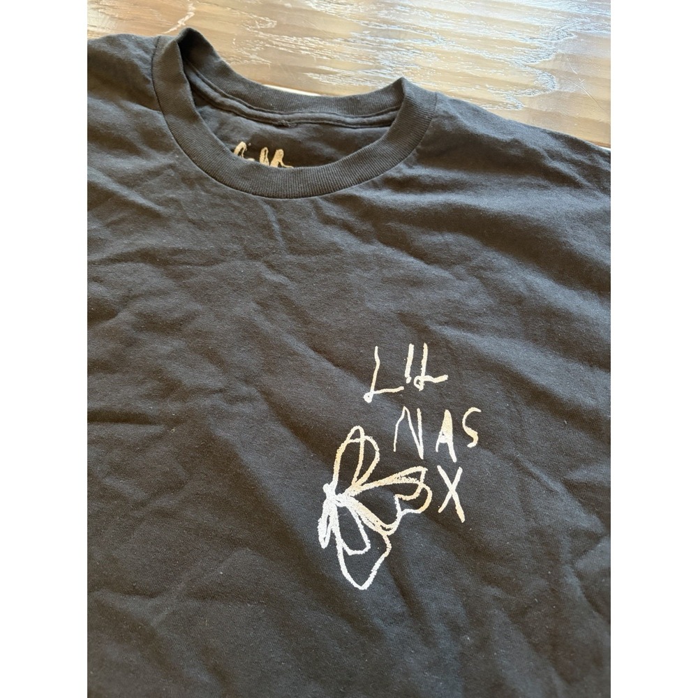 Lil Nas X Official Tour Merch Black Graphic T-Shirt Mens XL Angel Wings Montero